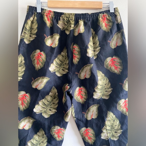 Linen floral tropical print vacation pants size US 10 - Picture 4 of 11